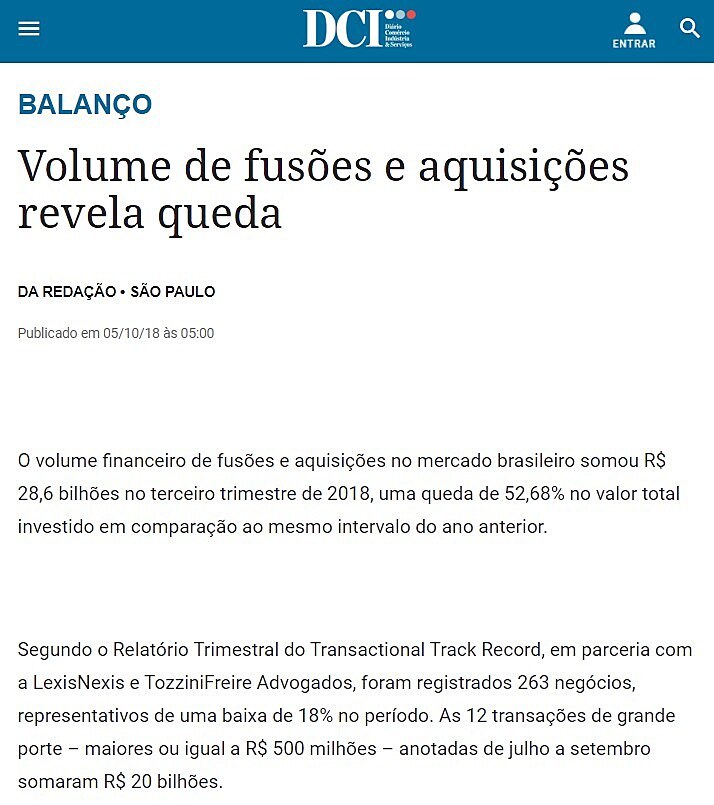 Volume de fuses e aquisies revela queda